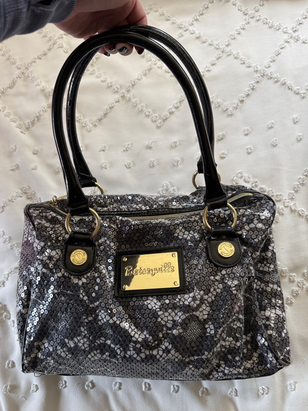 Vintage Y2K Betsey Johnson Sequin Satchel Bag